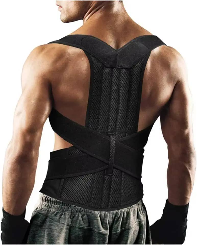 Colete Corretor Postural Ajustável, Suporte para Coluna e Ombros, Alívio de Dor nas Costas, Preto