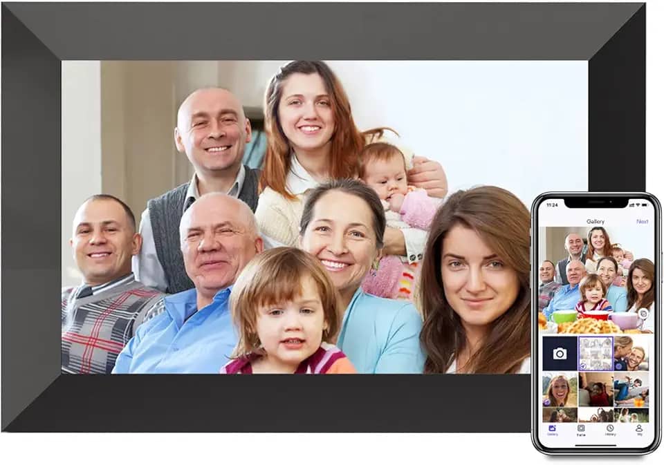 Porta-Retratos Digital Uhale, Tela Sensível Ao Toque De Alta Definição De 10,1 Polegadas, 16 Gb De Memória, Porta-Retratos Digital Com Função De Rotação Automática