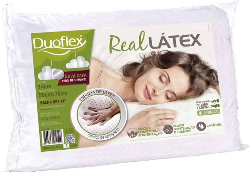 Travesseiro Real Látex, Duoflex, 050 x 070 x 014 cm