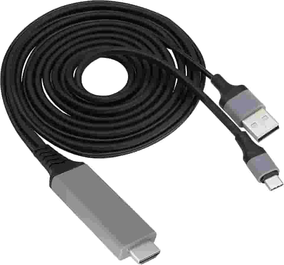 zdyCGTime 2 em 1 MHL USB tipo C 3.1 macho e USB 2.0 A macho para HDMI macho 4K a 30Hz HDTV cabo de carregamento de saída de áudio espelhado compatível com Android, MacBook, iPad, Thunderbolt 3 (2
