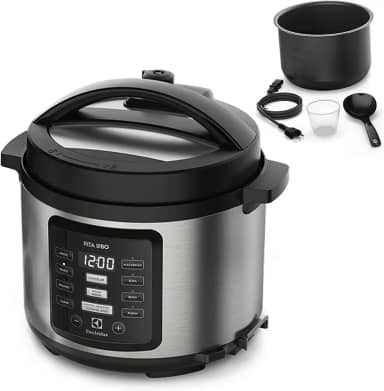 Panela pressão elétrica Electrolux digital capacidade 5L silenciosa segura 10 travas segurança 8 receitas pré-programadas 3 níveis pressão PCC15 inox preto 220v por Rita Lobo