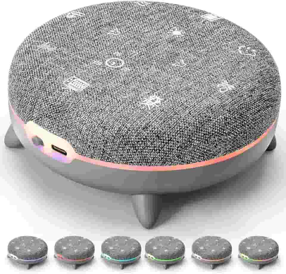 Aparelho Ruido Branco, Máquina de Ruído Branco, Máquina de Som Portátil com 7 Sons Calmantes, Temporizador de Som para Dormir e Luz Noturna