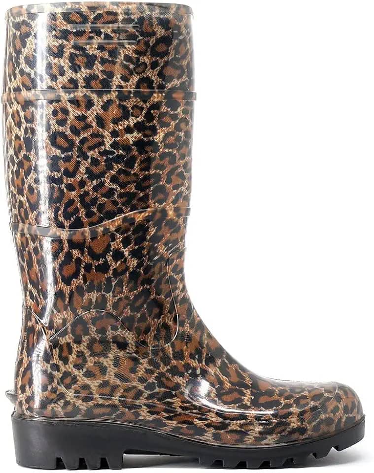 Bota Galocha Feminina Poá De Bolinha Cano Longo Preta Impermeável Leve