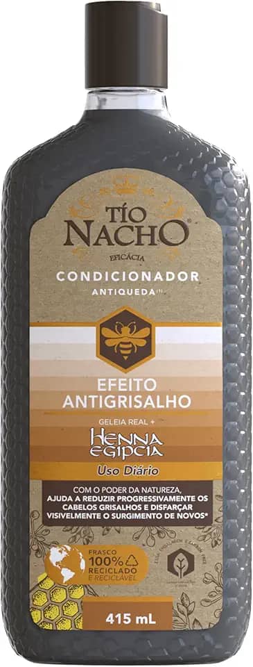 Tio Nacho Antiqueda Antigrisalho Condicionador Com Henna Egípcia E Geleia Real Para Cabelos Grisalhos E Fracos – Tratamento Capilar Fortalecedor Que Revitaliza Os Fios E Reduz A Quebra – 415 Ml 1-Pack