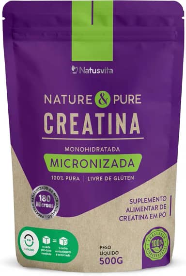 Creatina Pura 500g Monohidratada Micronizada à 180 mícrons. 101% de Pureza em Laudo. Livre de Metais Pesados