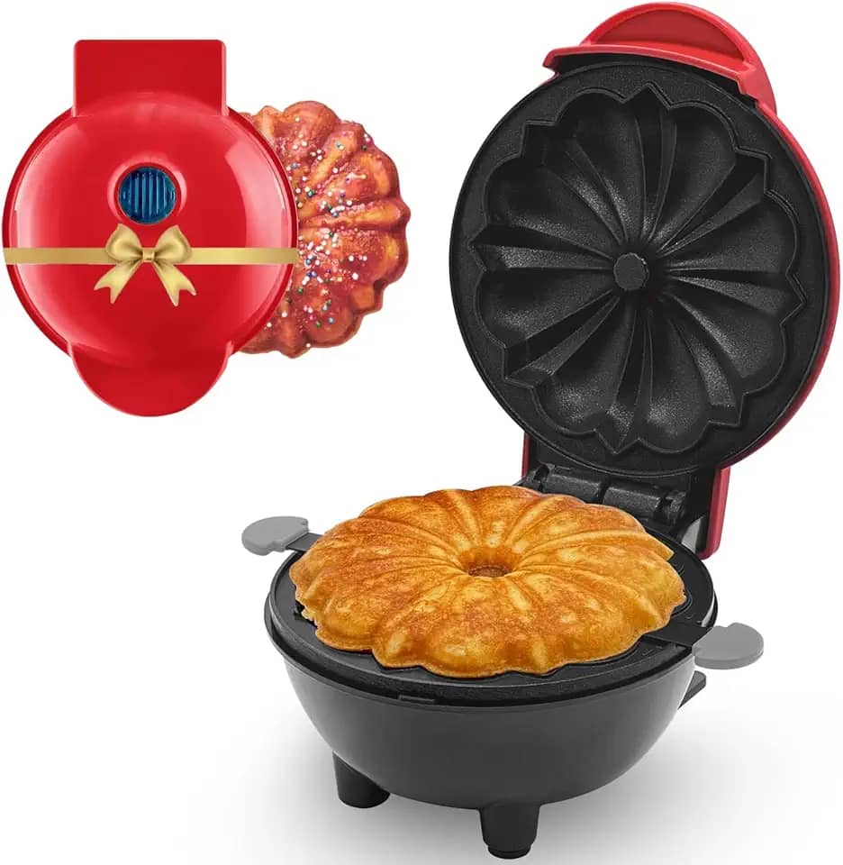 Máquina Elétrica de Bolo Mini 110V Antiaderente Portátil Automática - Assa Rápido (Vermelho)