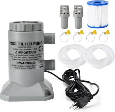 EDOU Bomba de filtro de cartucho de piscina acima do solo de 530 GPH – Kit completo com mangueiras e cartucho de filtro – Design durável à prova de vazamento para água limpa – Configuração fácil para
