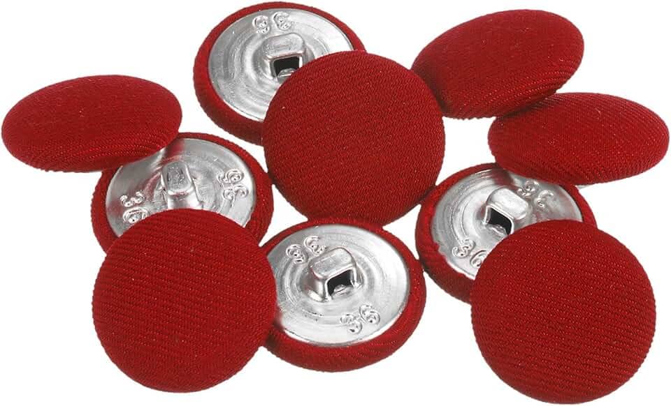 Generic 10 peças de tecido 36L botão coberto de tecido 23 mm haste de metal botões de costura redondos para ternos blusas, vermelho