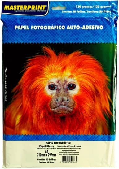 Papel Fotográfico, Inkjet, A4, Glossy, Adesivo 130 g, Masterprint, 302010041, Multicor, pacote de 50