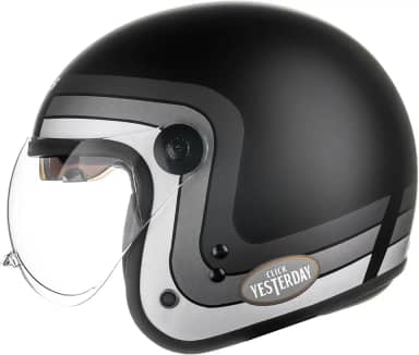 Peels Capacete Aberto Moto com Viseira Solar Interna Click Yesterday Preto Fosco/Prata 56