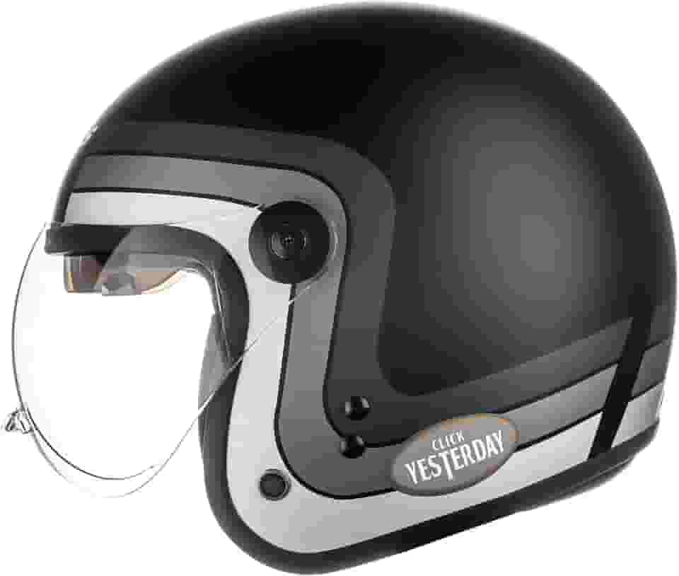 Peels Capacete Aberto Moto com Viseira Solar Interna Click Yesterday Preto Fosco/Prata 56