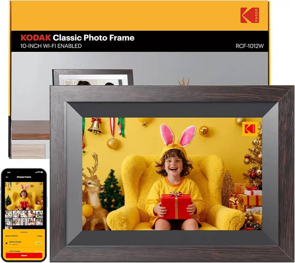 KODAK - Moldura digital WiFi de 10,1 polegadas com armazenamento de 32 GB, moldura eletrônica digital inteligente com tela sensível ao toque de 1280 x 800 IPS, rotação automática, compartilhamento