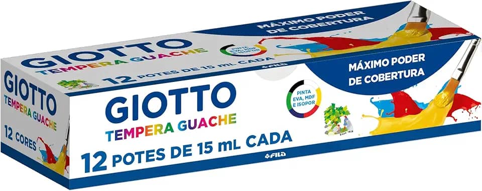 GIOTTO Tempera Guache, Tinta Guache em Pote de 15ml, 12 Cores