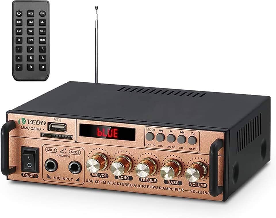 VD-AK198E Blue-tooth Car Home 12v/220v Power Amplifier Blue-toothreceiver Digital Amplifier Two Extension For Karaoke Home Theater