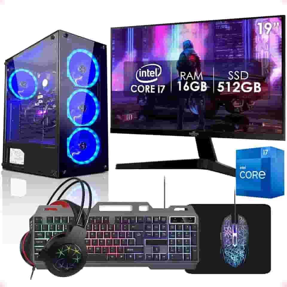 PC Gamer Completo Intel Core i7 16GB SSD 512GB Monitor 19' Kit Gamer Strong Tech