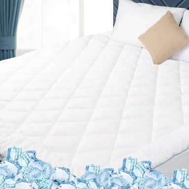 Colchão duplo refrescante e respirável – bolso profundo (45 a 56 cm), protetor de colchão duplo respirável e suave para quem dorme quente, capa de colchão de cama ajustada para o máximo conforto,