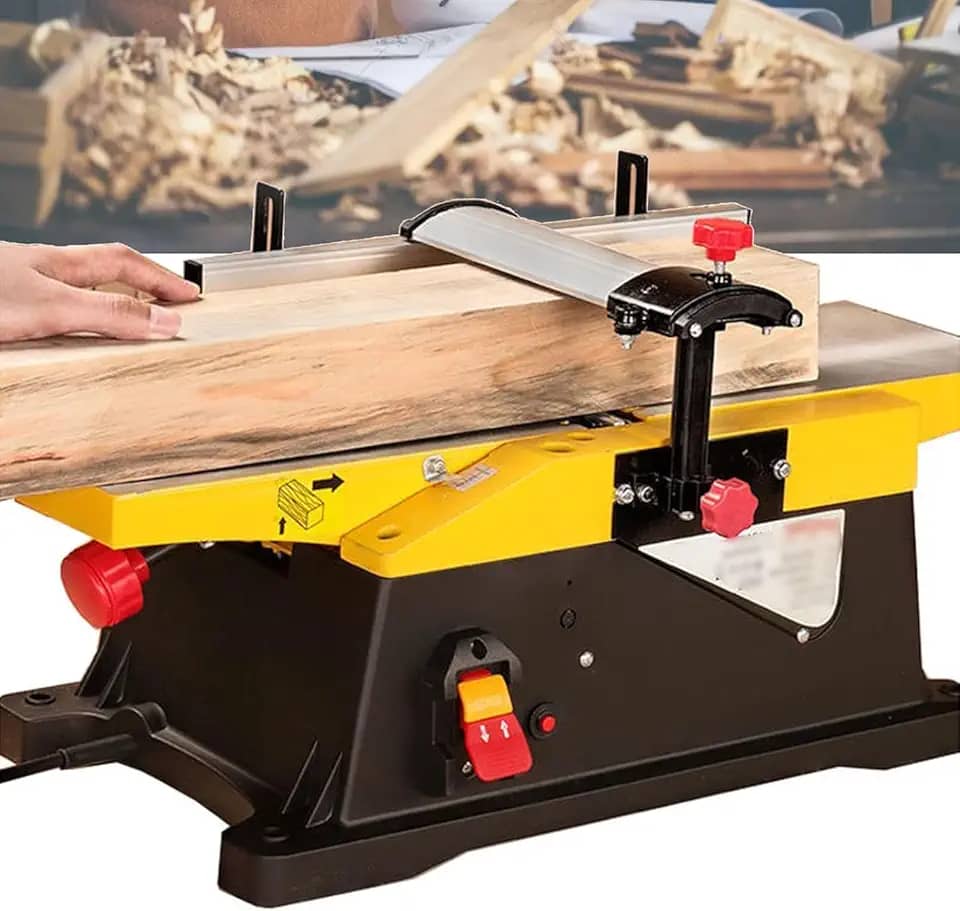 Plaina de bancada de 1800 W, plaina elétrica multifuncional para carpintaria de mesa, plaina de madeira de 6 polegadas 12.000 RPM/min, profundidade de corte ajustável de 0-3 MM, para corte