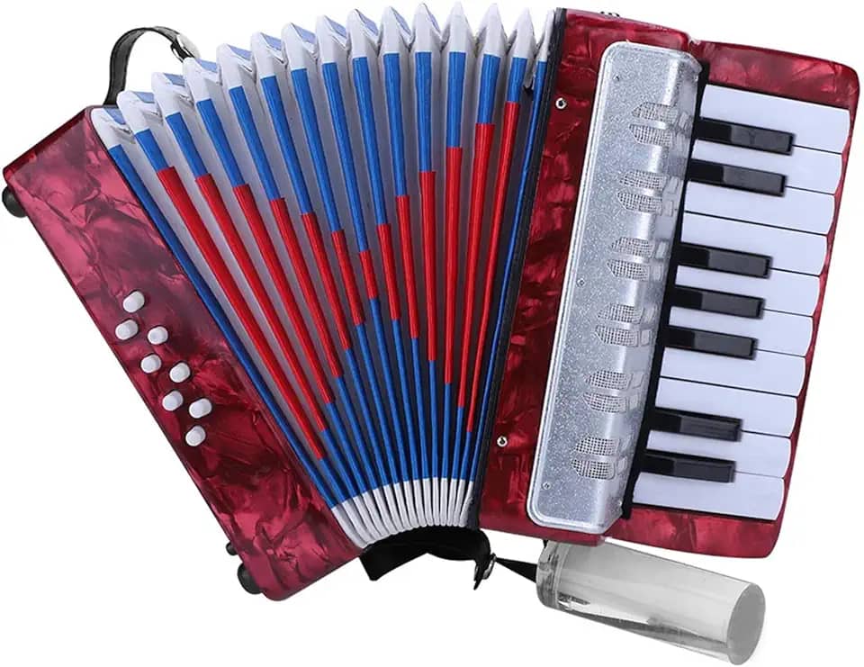 Acordeão de piano baixo, 17 teclas, 8, instrumento musical para iniciantes e estudantes (vermelho)
