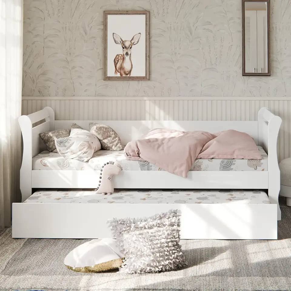 Bicama Solteiro Branca em MDF Resistente Clássica