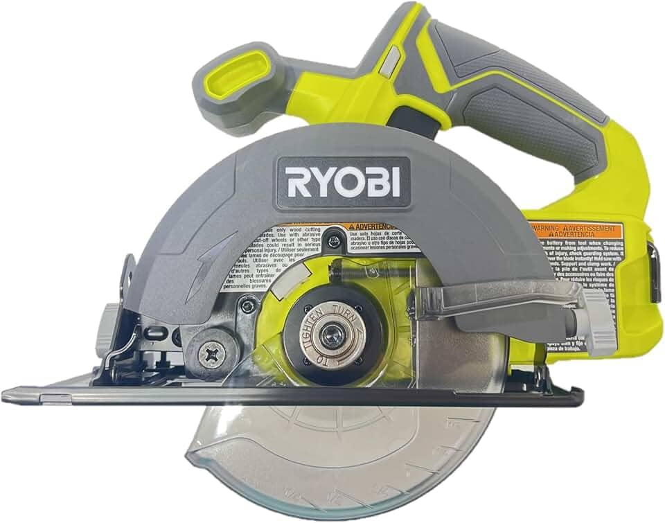 Serra circular Ryobi One P505 18 V de íon de lítio sem fio 5 1/2" 4,700 RPM (bateria não incluída, ferramenta de alimentação somente), verde