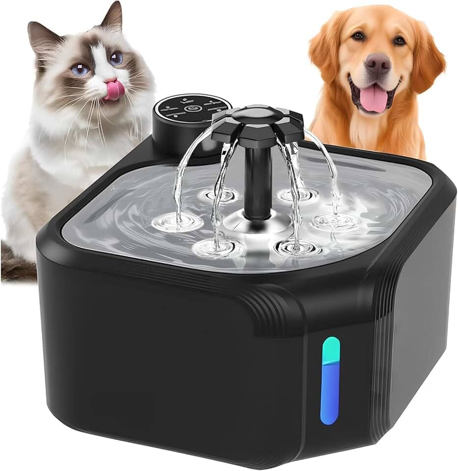 Bebedouro para Gatos e Cães, 2.8 L 304 Fonte Gato Inox Comedouros, Filtragem Automática, Torneira com Sensor Infravermelho, Sem Fio, Tipo-C Recarregável, Seguro e Antiderramamento, Silenciosa, Bivolt