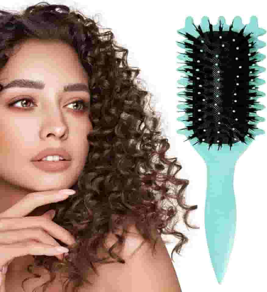 KVV Curl Define Escova para cabelos cacheados, reduz puxar, modelar e definir cachos com garras, escova profissional para mulheres e homens (verde)
