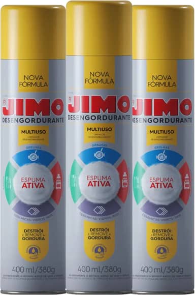 KIT 3 Jimo Desengordurante Multiuso Espuma Ativa 400ml/380g