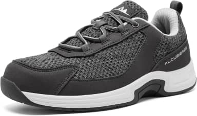 Tênis masculino ortopédico sem cadarço, suporte de arco para fascite plantar, sola de borracha antiderrapante, leve, respirável (EUA 5,5-13), Cinza, 38