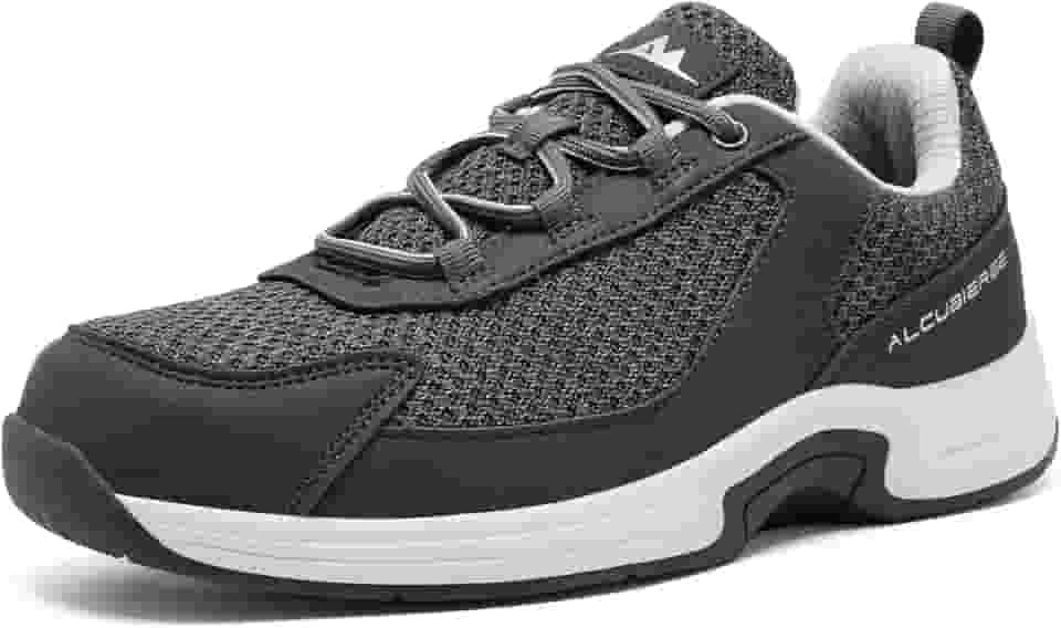 Tênis masculino ortopédico sem cadarço, suporte de arco para fascite plantar, sola de borracha antiderrapante, leve, respirável (EUA 5,5-13), Cinza, 38