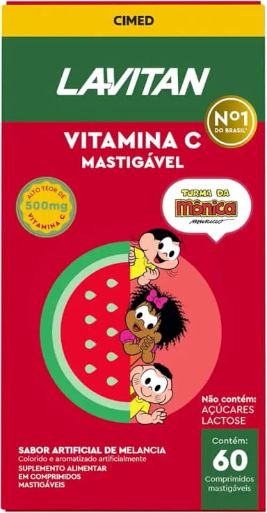 Lavitan Infantil Turma da Mônica Vitamina C Sabor Melancia com 60 Comprimidos Mastigáveis