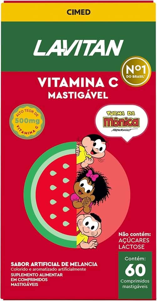 Lavitan Infantil Turma da Mônica Vitamina C Sabor Melancia com 60 Comprimidos Mastigáveis