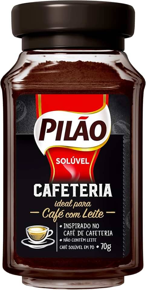 Café Solúvel em Pó Pilão Cafeteria Vidro 70g