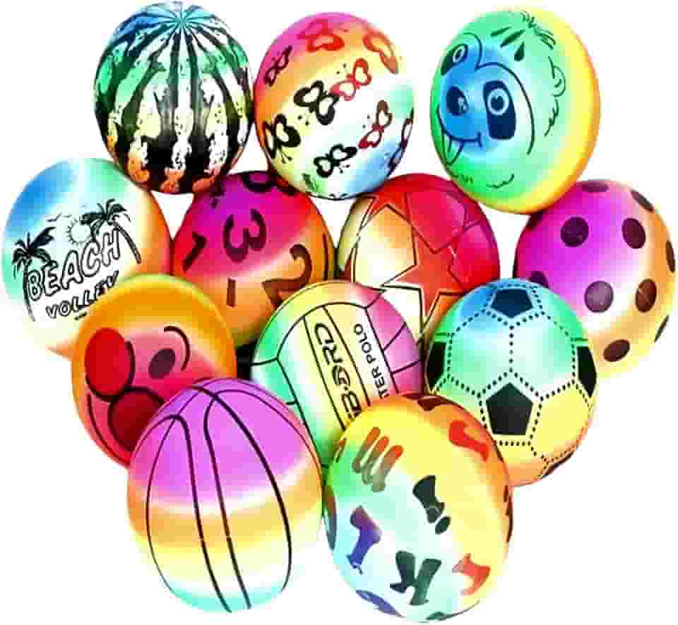 Bolas Infláveis de PVC, 10 Unidades, Multicoloridas, para Piscina e Praia, Design Esportivo com Padrões Coloridos, à Prova d'Água BEBÊ PRESENTE ANIVERSÁRIO FESTA