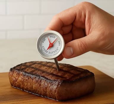 Termômetro para Carne, Analógico em Aço Inox, 74mm, Medidor de Ponto para Churrasco