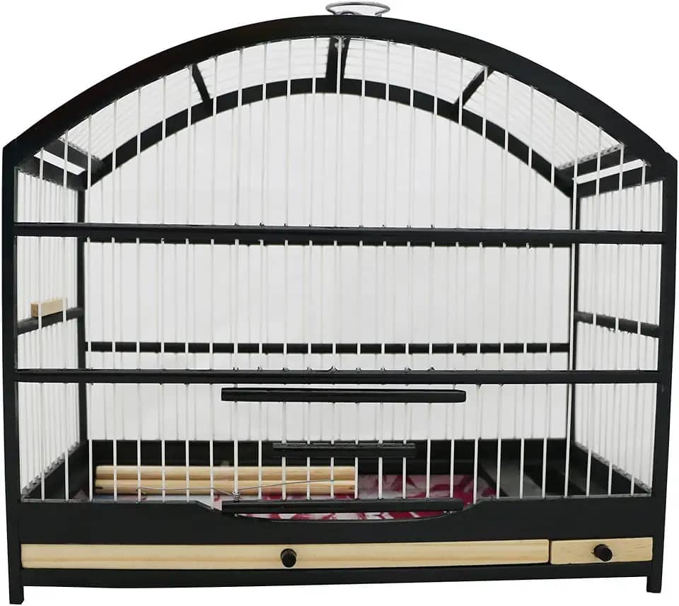 Gaiola Pequena Para Passarinho Em Madeira - Coleira/Coleiro/Coleirinha Preto