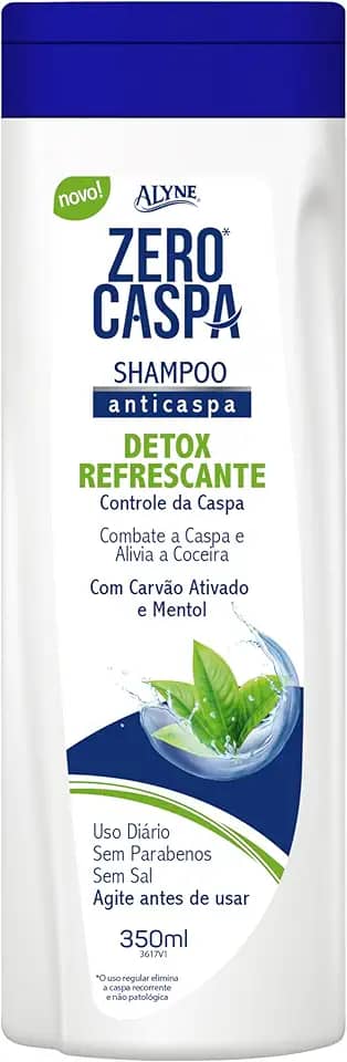 Alyne, Shampoo para cabelos, Zero Caspa Detox refrescante, 350 ml, Azul
