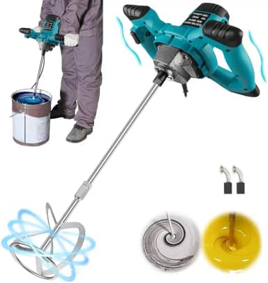 6 Engrenagens de Velocidade Misturador de Argamassa de 110V, Misturador de Cimento Elétrico de Mão de 1100 W, Misturador para Tintas e Gesso, Misturador de Tinta e Argamassa