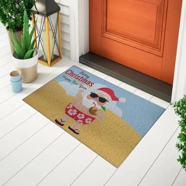 Tapete Capacho Divertido Para Porta Tema Natal - Papai Noel Agua Coco Ca282