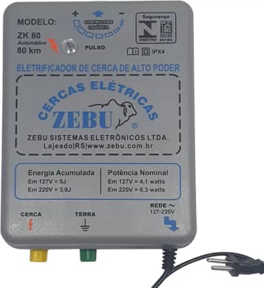 Eletrificador De Cerca Para Animais Cerca Elétrica Zebu Zk80