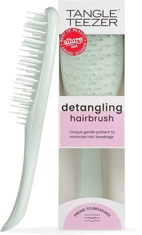 Tangle Teezer - Escova de cabelo desembaraçadora The Ultimate Detangler Extra Gentle para todas texturas capilares fragilizadas. Cor: Verde