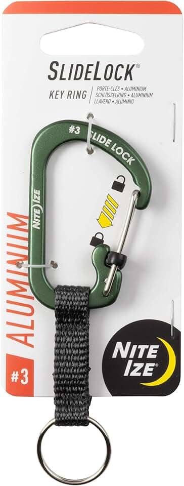 Nite Ize CSLAW3-08-R6 Chaveiro mosquetão com bloqueio, verde-oliva