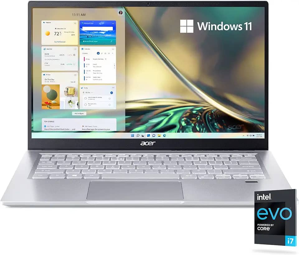 Acer Swift 3 Evo Notebook Fino e Leve 14" Full HD IPS Intel Core i7-1165G7 Iris Xe Graphics 8GB LPDDR4X 512GB SSD Wi-Fi 6 Leitor de Impressão Digital Teclado Retroiluminado SF314-511-7412