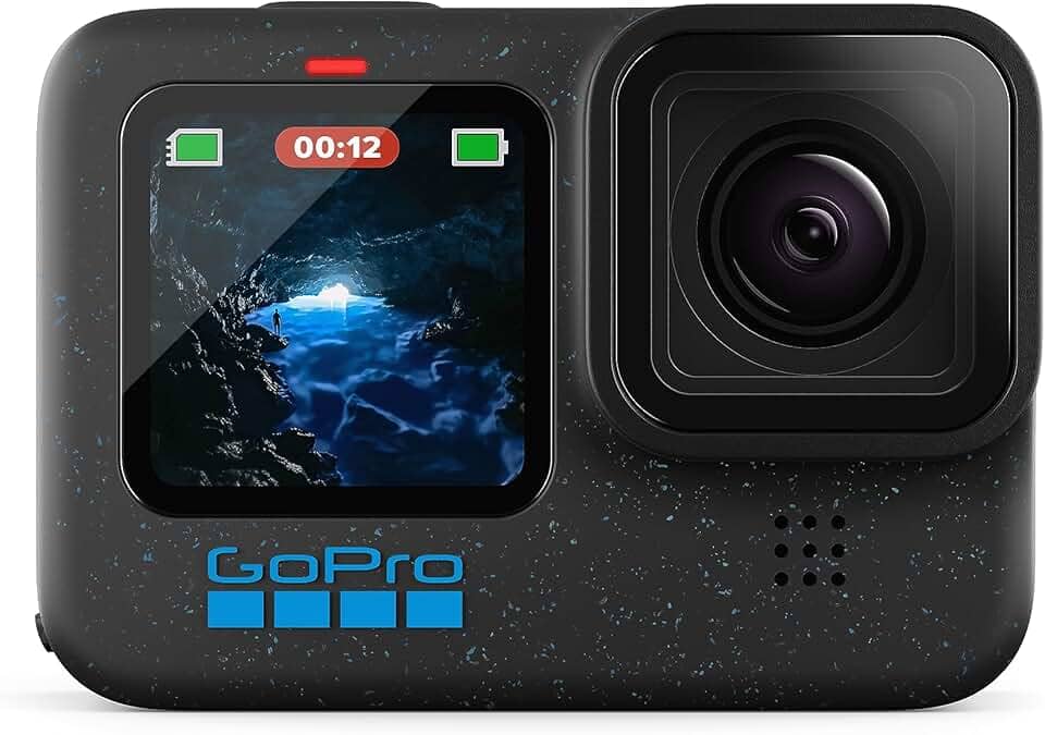 GoPro HERO12 BLACK - Câmera de ação à prova d'água com 5.3K60, 27MP, Vídeo + Foto HDR, HyperSmooth 6.0, Trava de horizonte 360°, Live + webcam, Áudio por Bluetooth, Bateria enduro, QUIK