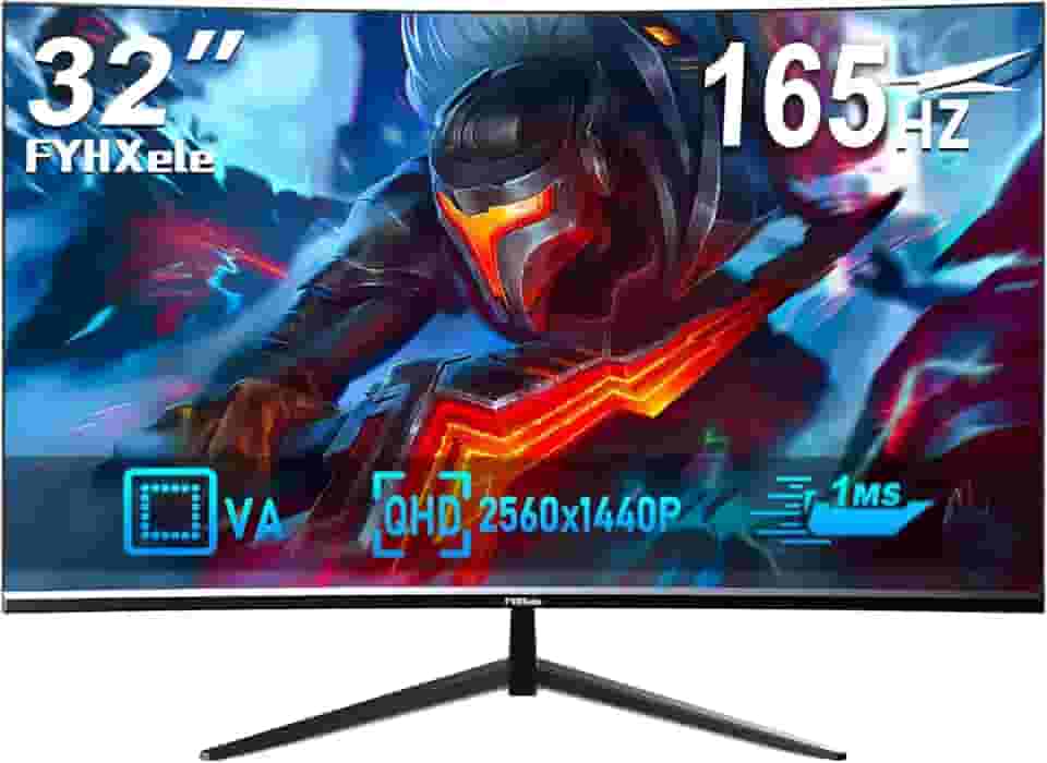 Monitor Gamer 32 Polegadas, QHD 2K | Curvo |165Hz |1ms | FreeSync | HDMI/DP |2800R |Tela VA para casa, escritório e dormitório, suporte de parede -Preto