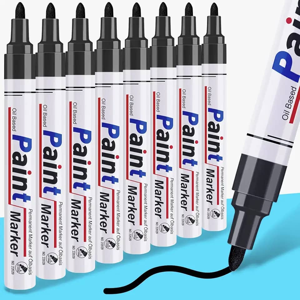 Marcadores de tinta preta – 8 canetas, ponta média, secagem rápida, impermeável, ideal para tecido, plástico, vidro, tela, parede, janela, Natal