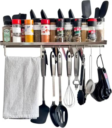 Porta Condimentos Cozinha Inox Organiza Facas Talheres Móvel TEMPEROS, RACKS DE COZINHA, EM AÇO INOXIDAVEL, MODERNO E VERSATIL, OTIMIZAÇÃO DE ESPAÇO. APARTAMENTOS E COZINHA PEQUENAS (Preto fosco)