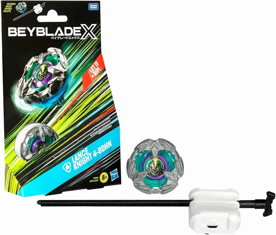 Beyblade X, Pião, Lance Knight 4-80HN - Conjunto de Brinquedo Tipo Defesa, Giro à Direita, Inclui Lançador - A partir de 8 Anos