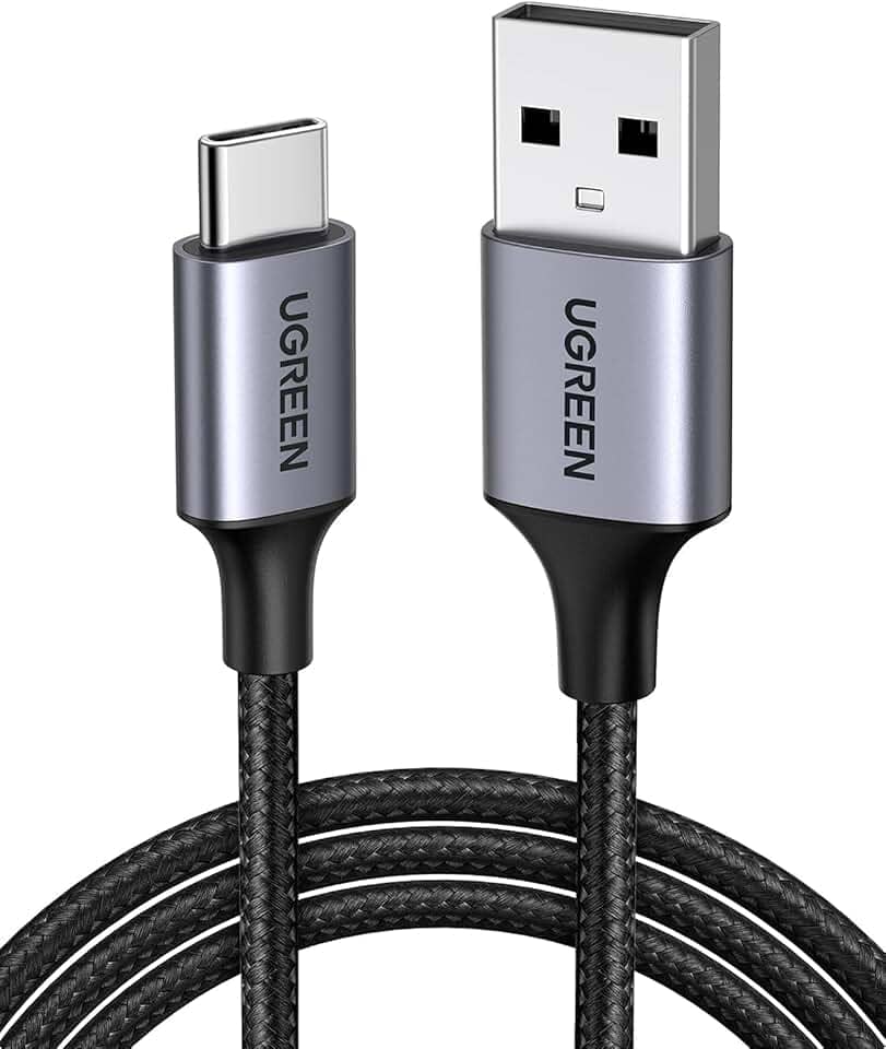 UGREEN Cabo de Dados USB para USB C 2m 3A, Carregamento Pápido, Cabo de Dados CarPlay, Design Resistente em Nylon Trançado, Compatível com iPhone 16(Plus/Pro)/15, Galaxy S24/S23, Pixel 8/7