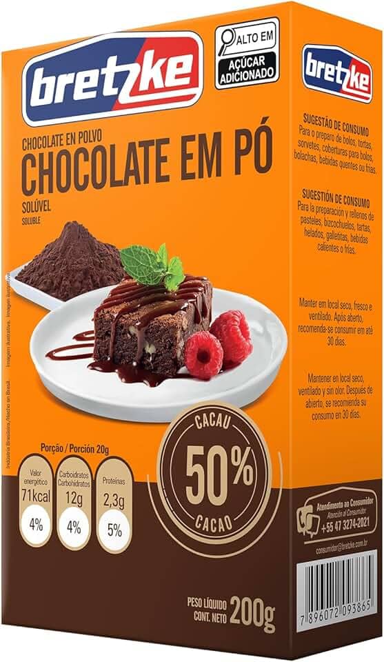 Bretzke – Chocolate em Pó 50% Cacau 200g | Ideal para Bolos, Coberturas e Recheios | Sabor Intenso e Equilibrado | Uso Profissional e Doméstico