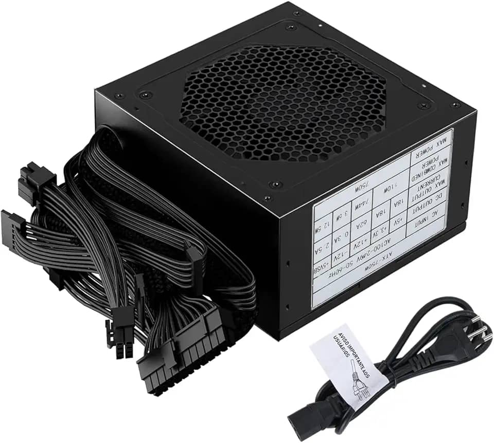 Hivento Fonte, 700W, ATX Não Modular Fonte PC, Certificação 80 Plus Bronze, PFC Ativo, Baixo Ruído, Acompanha Cabo de Energia, 110/240V, Cor Preta